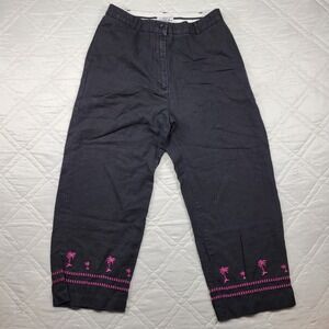 Pure & Simple black capri pants w/ palm tree design size 10